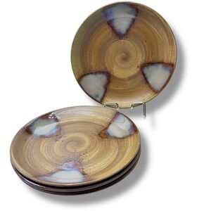 Set of 4 Sango Splash Salad / Lunch Plate #4951 8.25" Drip Glaze Swirl Pattern